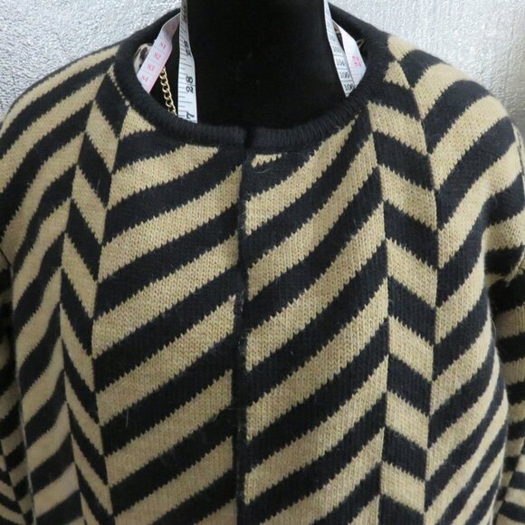 Cocogio Italian Wool Alpaca Blend Open Front Sweater Coat Black & Tan sz M/L NWT - Picture 3 of 10
